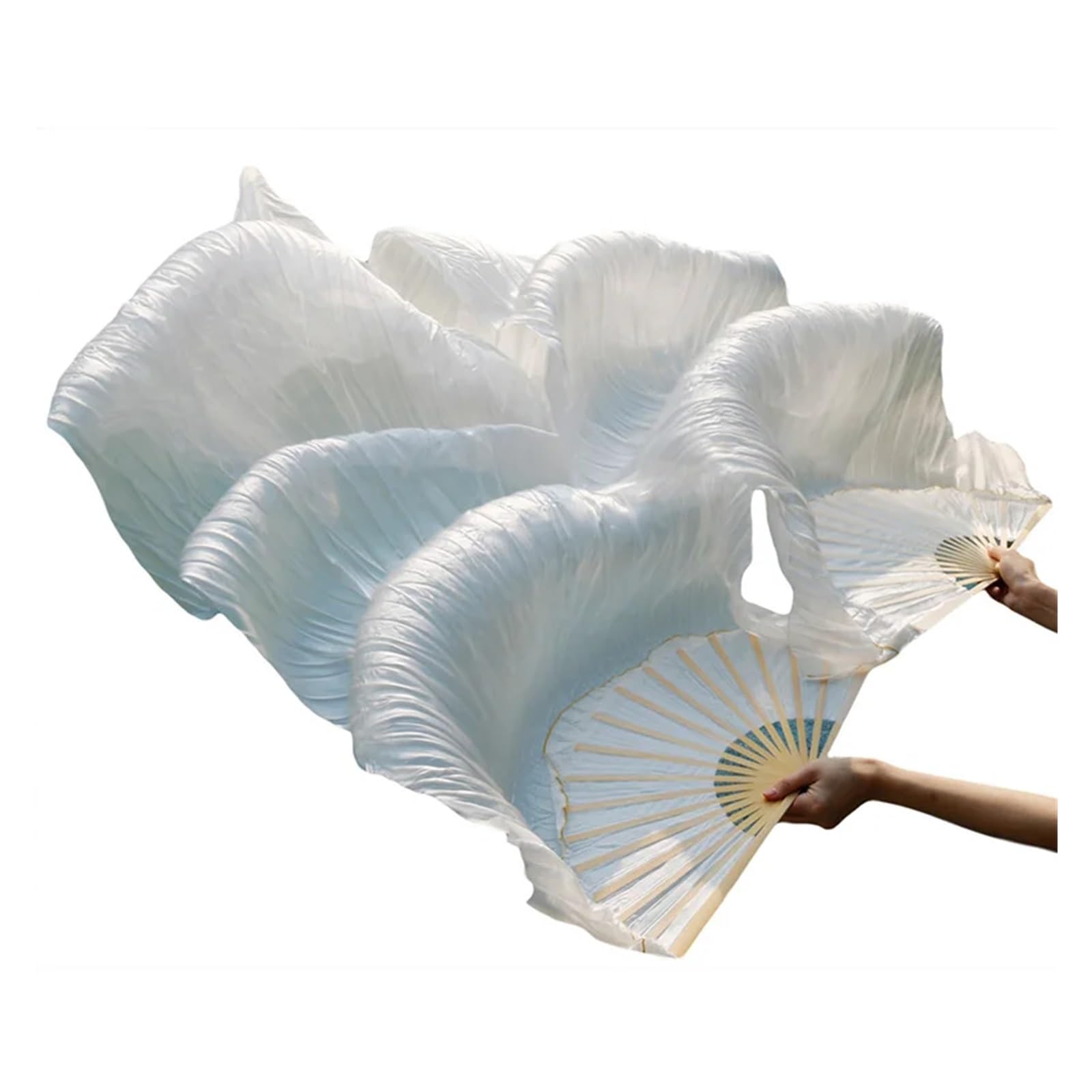 Abanico Velo Danza del Vientre 1 Par Seda Teñida Hecho a Mano 180x90