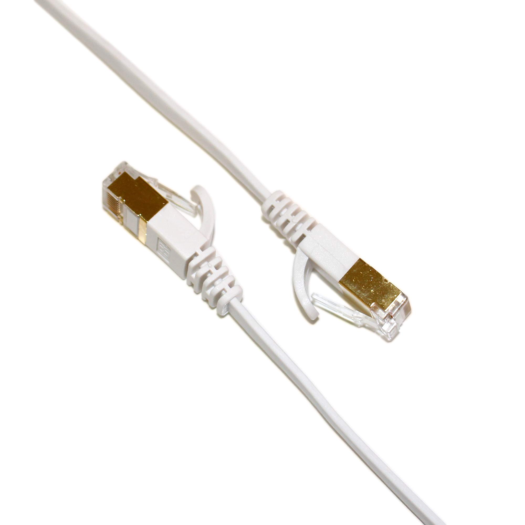 Tera Grand - Cavo patch ultra piatto CAT7 10 Gigabit Ethernet per modem router rete LAN Playstation Xbox - Costruito con connettori RJ45 placcati in oro e schermati, 2,5 m, bianco