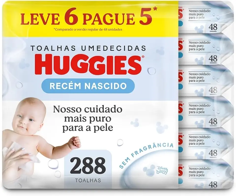 Huggies Lenços Umedecidos Recém-Nascido Sem Fragrância 6 x 48 Un