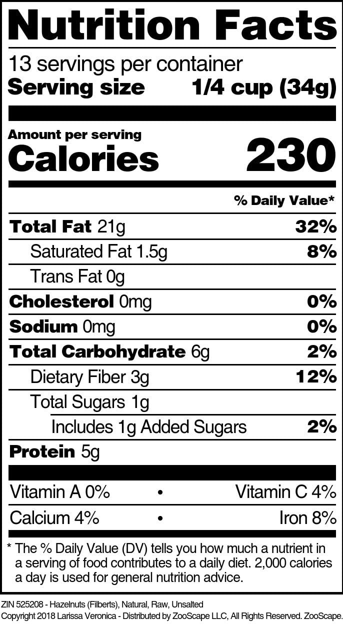 Hazelnuts (Filberts), Natural, Raw, Unsalted (16 oz, ZIN: 525208) - 2 Pack