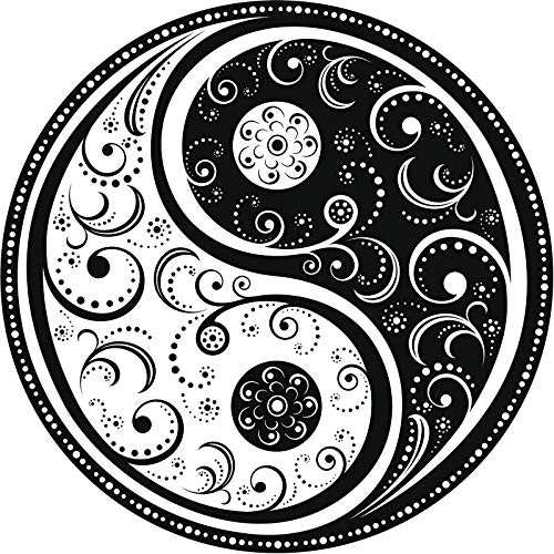 Delicate Black and White Paisley Ying and Yang Icon Round Metal 0.75" Lapel Pin Hat Shirt Pin Tie Tack Pinback2