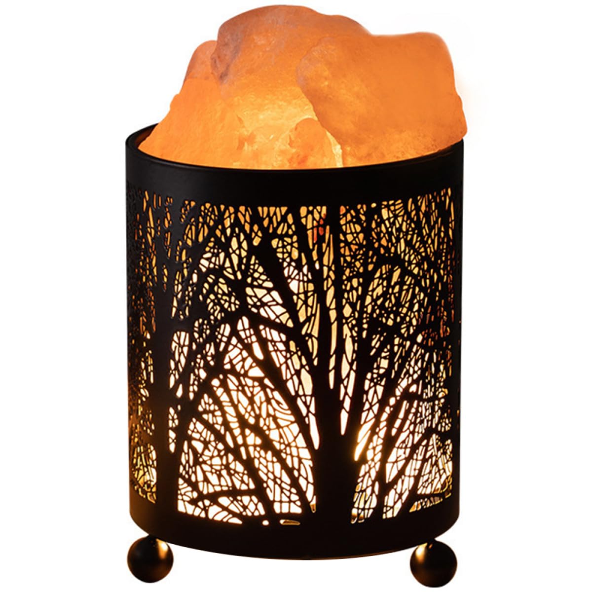 Lampe de Sel de Table Cylindrique Noire en Fer, Kit 1 Pièce