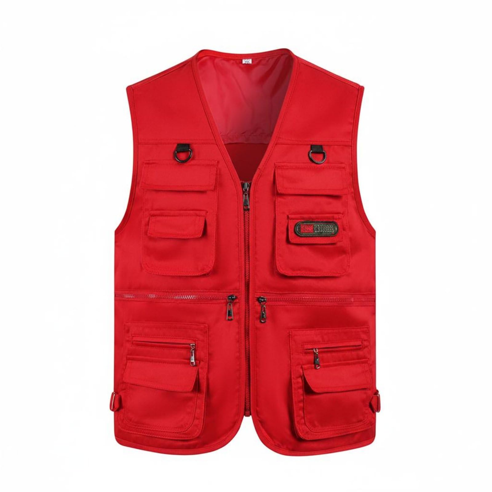 HEAVENGLOW Loose Fit Multi-Pocket Fishing Vest Plus Photographer's Travel Vest Lightweight Outdoor Work Gilet Zipper Closure for Fishermen, Photographers, Hiking, Red, 2XL-image-39