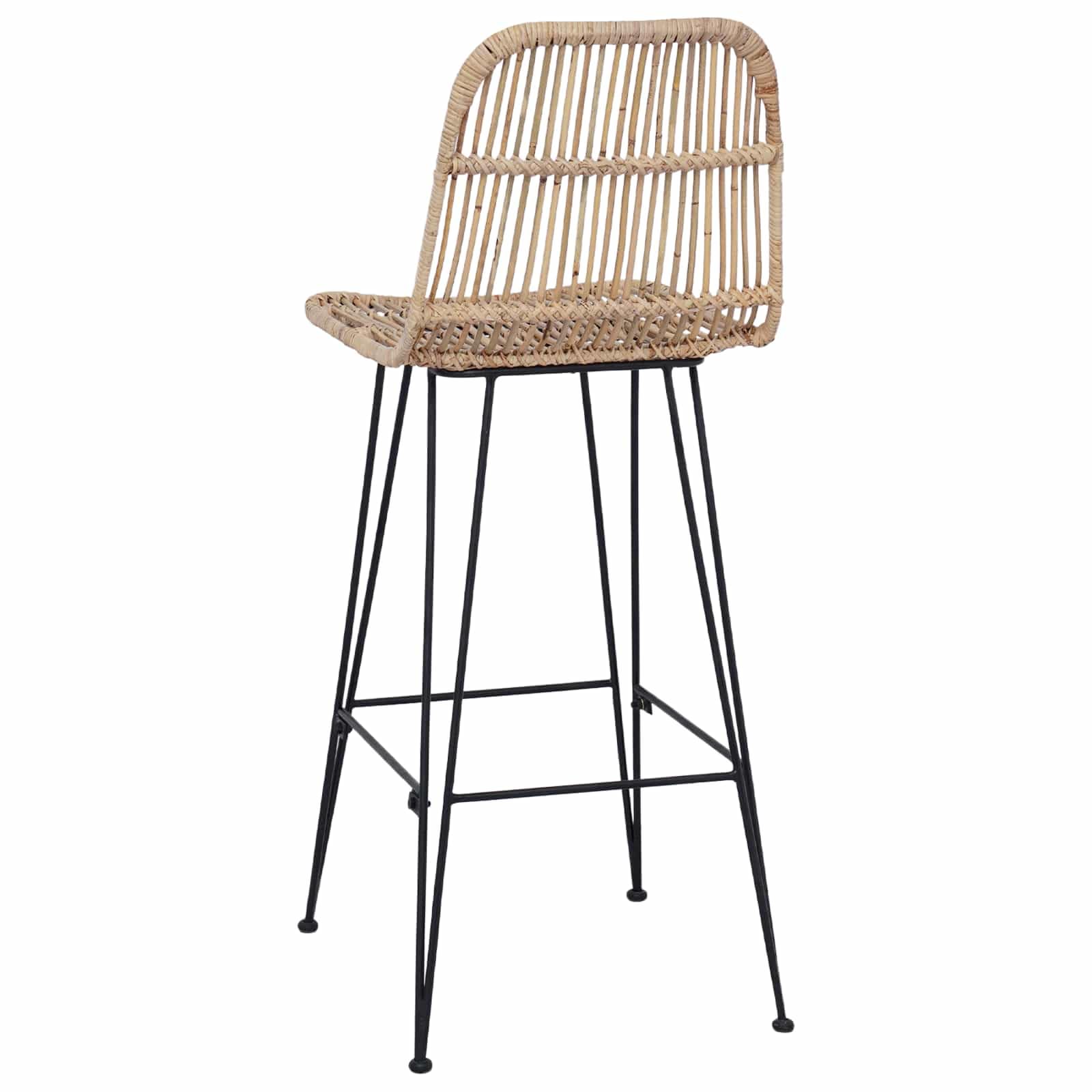 Taburete de bar 2pcs Natural 44 * 55 x 109 cm Rattan y Acero