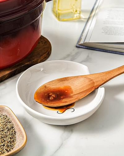 Vista 2 de LE TAUCI Soporte para cuchara para encimera de cocina, soporte para cucharas para estufa, decoración de cocina de granja, soporte de cerámica