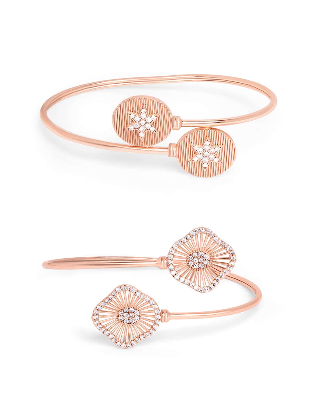 ZAVERI PEARLS Set of 2 Rose Gold Cubic Zirconia Contemporary Kada Bracelets For Women-ZPFK13461 (B09XHM34BC) Amazon Price History, Amazon Price Tracker