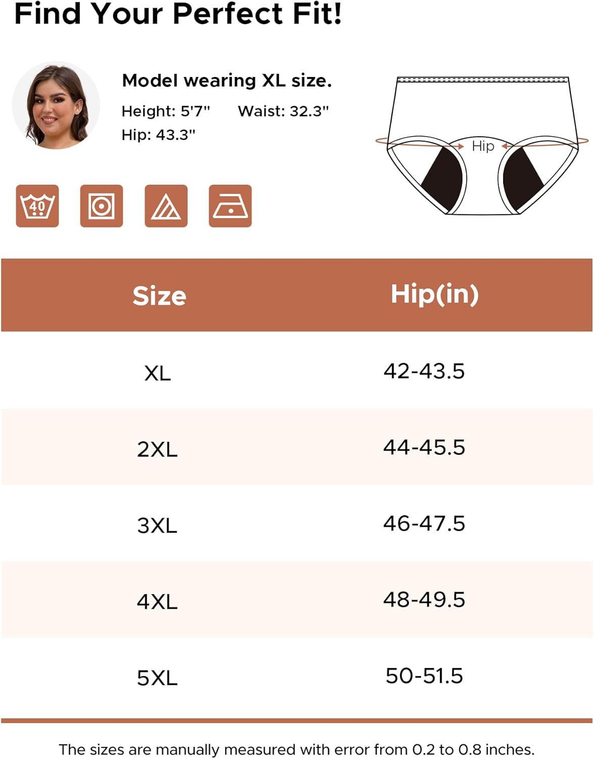 INNERSY Women's Plus Size Period Underwear Heavy Flow Cotton Leak-proof Menstrual Absorbency Panties 3-Pack - Image 6