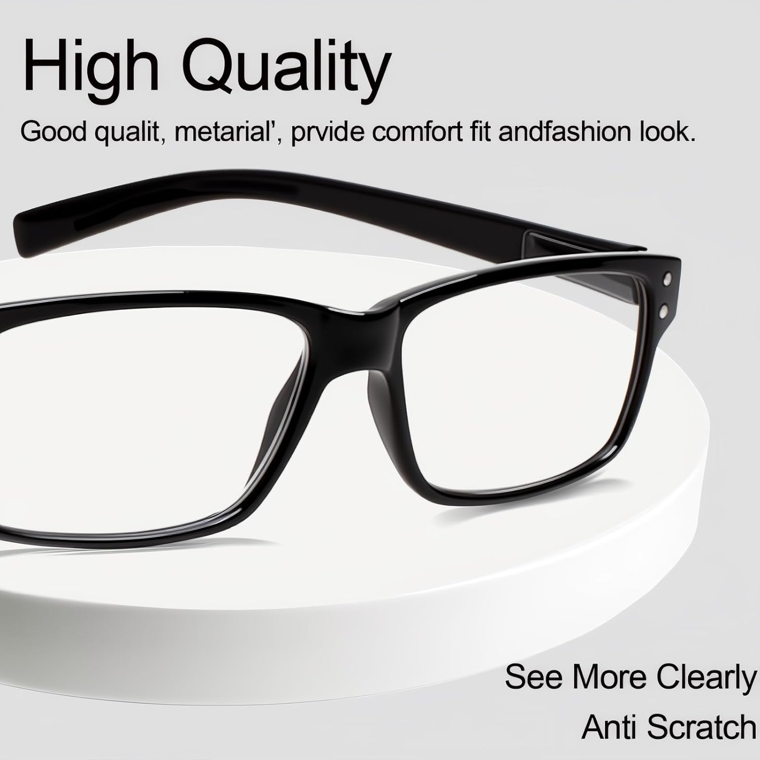 Kerecsen Reading Glasses 5 Pairs Quality Readers Spring Hinge Glasses for Reading for Men and Women (5 Black, 0.50, x) - Image 6
