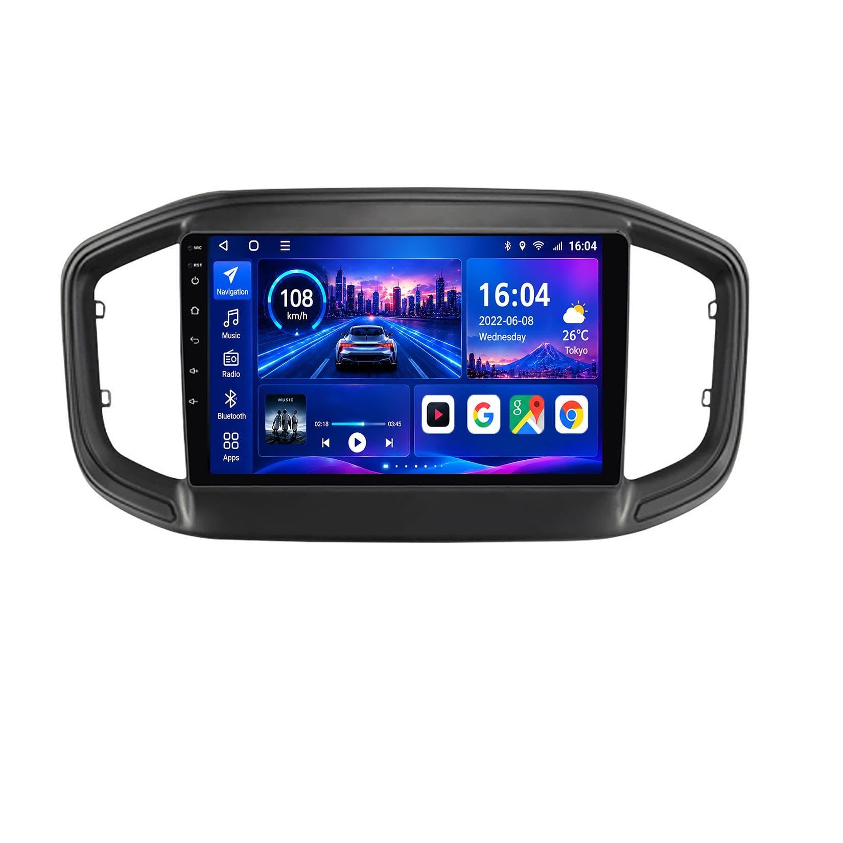 Per Fiat Strada 2020-2021 Android 12 9 Pollici Touchscreen Autoradio Incorporato Carplay Android Auto DSP BT 5.0 MirrorLink Hi-Fi DAB RDS GPS Navigazione SWC Telecamera Posteriore(M500S)