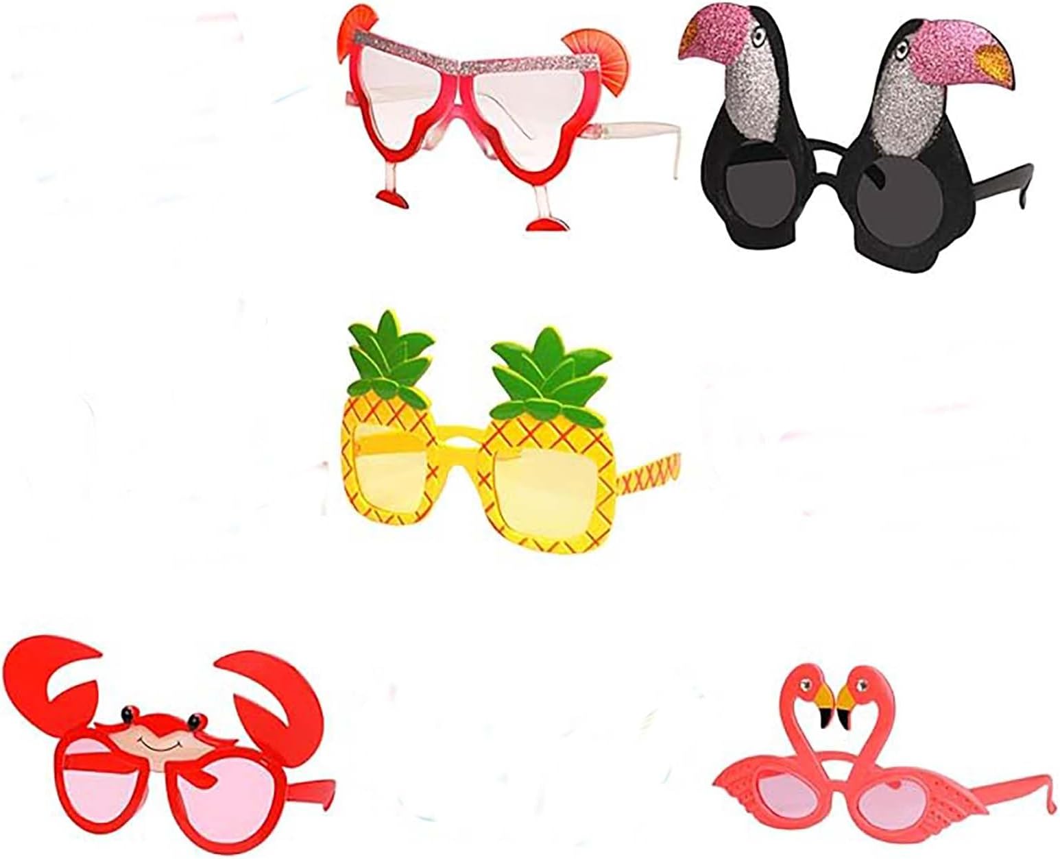 Tazweeq Party Sunglasses, 5 Pairs of Fun Hawaiian Glasses, Tropical Fancy Dress Props, Fun Summer Kids Party Favors, Beach Theme Party Supplies Decorations