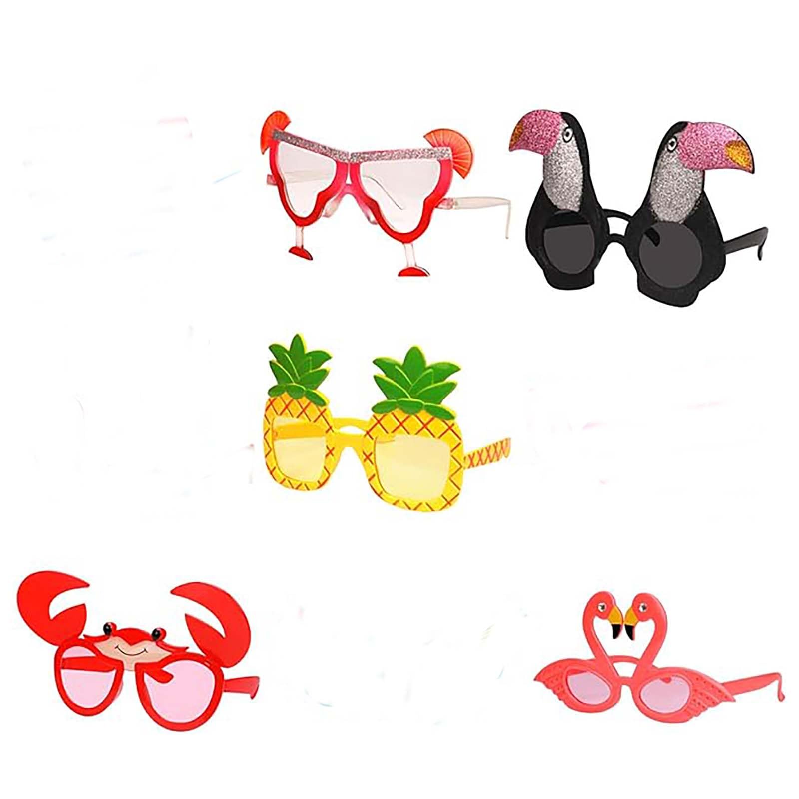 Tazweeq Party Sunglasses, 5 Pairs of Fun Hawaiian Glasses, Tropical Fancy Dress Props, Fun Summer Kids Party Favors, Beach Theme Party Supplies Decorations