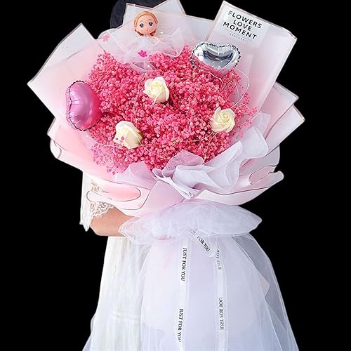 Miniatura 3 de 20 hojas de papel de regalo de flores de color puro, con borde dorado, papel de regalo impermeable para el día de San Valentín, 23 x 23 pulgadas,