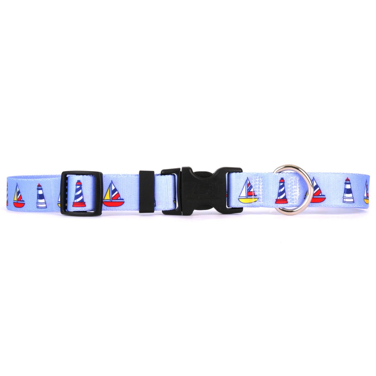 Yellow Dog Design Sailboats &amp; Lig Dog Collar - Size Medium 14" - 20" (1" Wide)