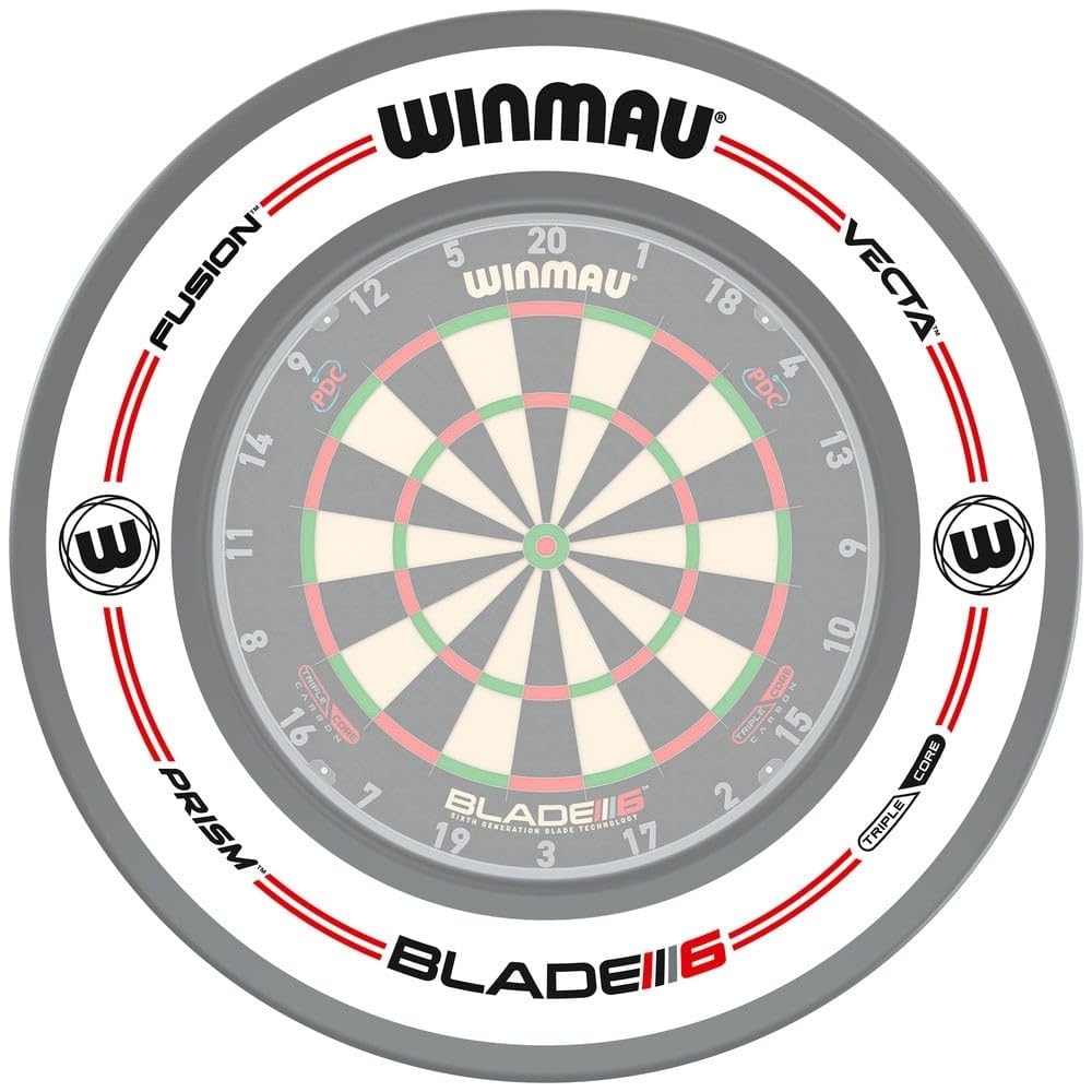 WINMAU Pro Line Anneau de protection mural pour cible de fléchettes – Gris et blanc – Protection murale durable pour cible de fléchettes – Accessoires professionnels