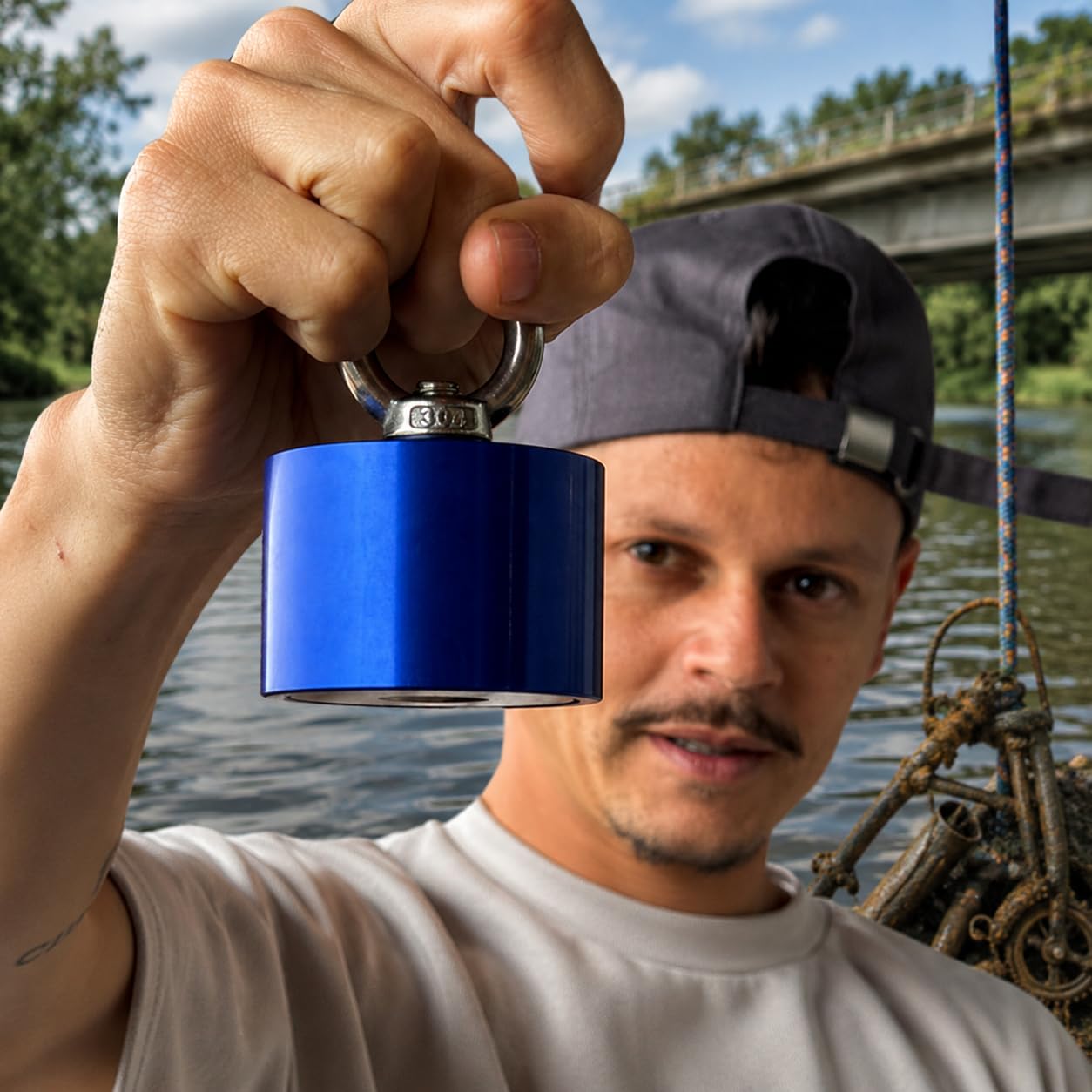 Raulzeira Pesca Magnética com Imã de Neodímio 360, Azul | Aço