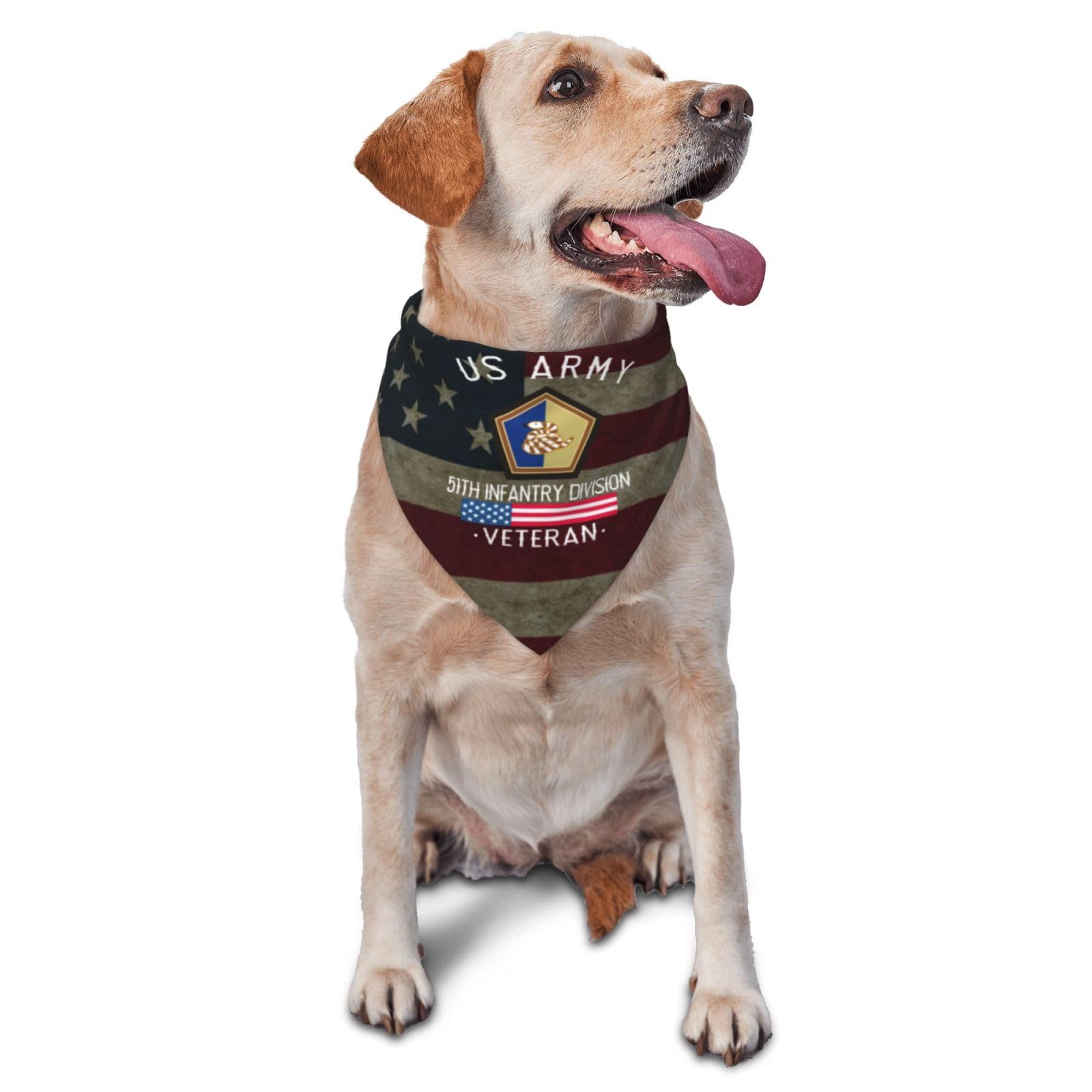 US Army 51th Infantry Division Veteran Dog Scarf Pet Bandana Cat Pet Bibs