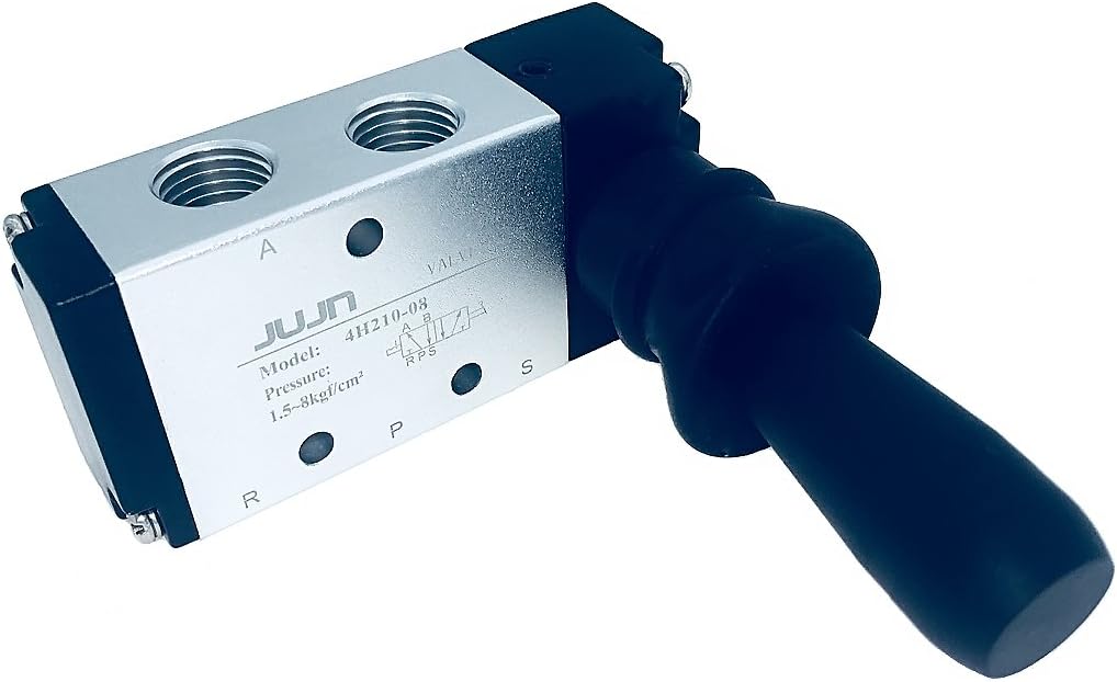 MIKIKI 4H210-08 5 Way Pneumatic Air Hand Lever Operated Valve Solenoid Valve Port 1/4" Manual Control Push-Pull Valves