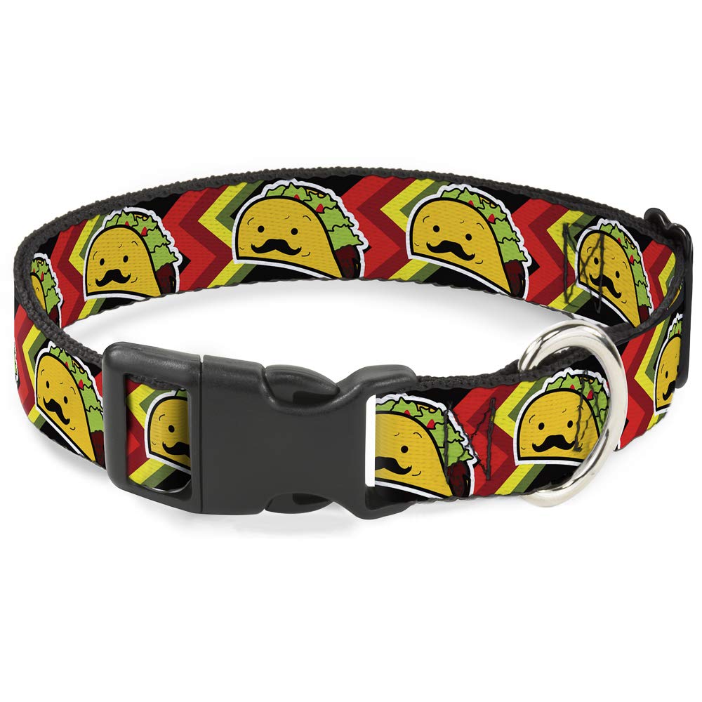 Buckle-Down Plastik Klipsli Yaka - Taco Man - 3,5 cm Genişliğinde - 45 cm (40-32 inç) Boyun - Large
