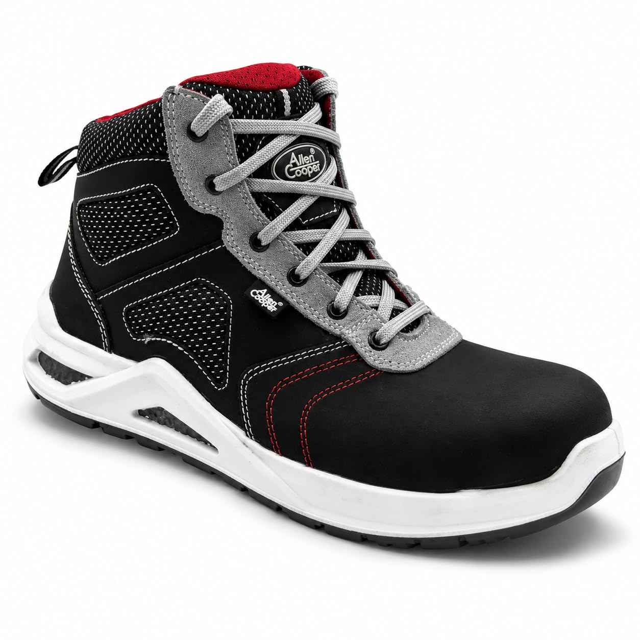 Allen Cooper Ankle Safety Shoe ACL 11692 | Double Density PU Sole with Popcorn Insert, 200J Steel Toe Cap, Nubuck Leather Upper, Anti-Skid | Size 10 UK/INDIA-image-45
