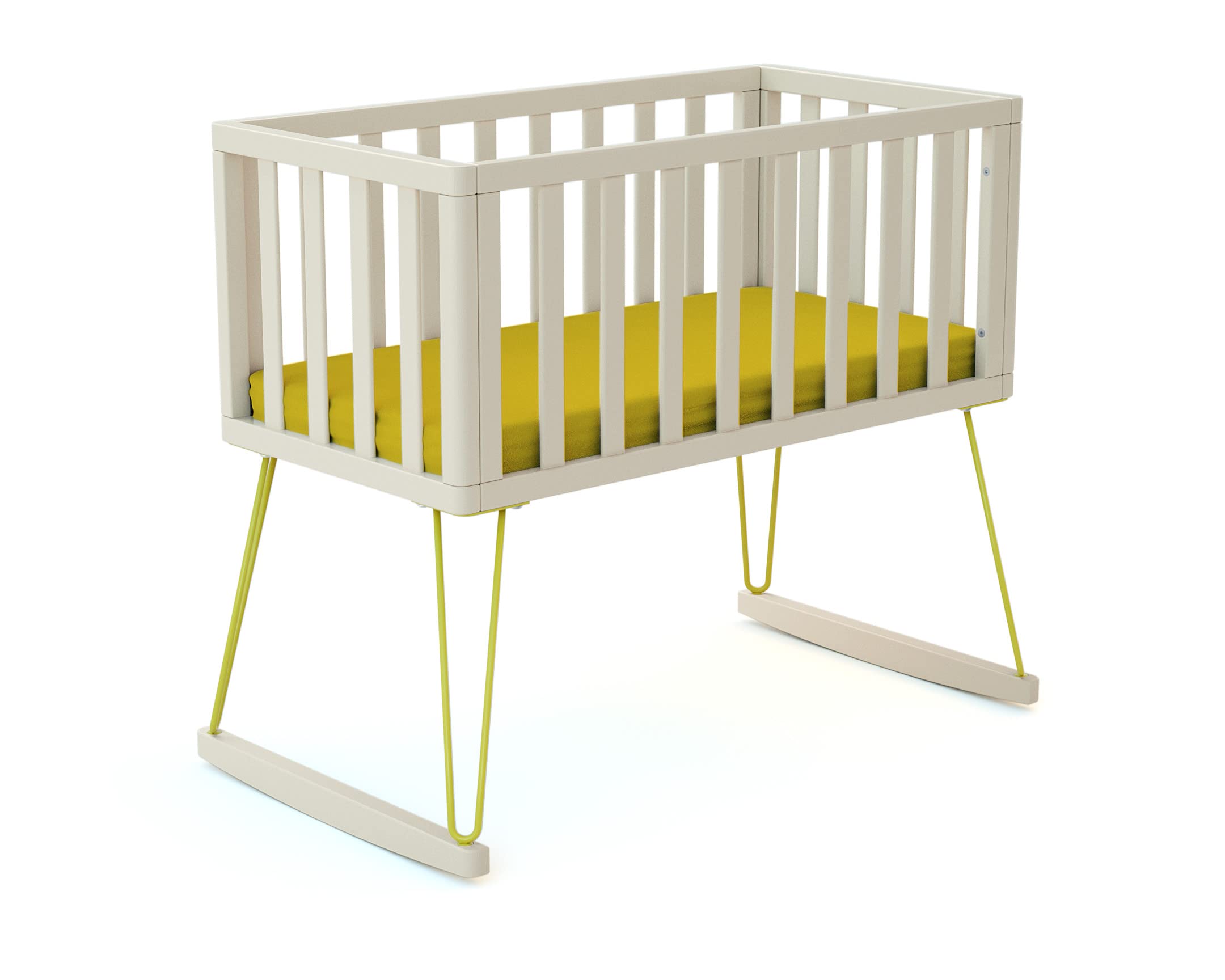 Culla a dondolo neonati legno ONLY - Giallo - 40 x 80-90 x 52 x 75 cm