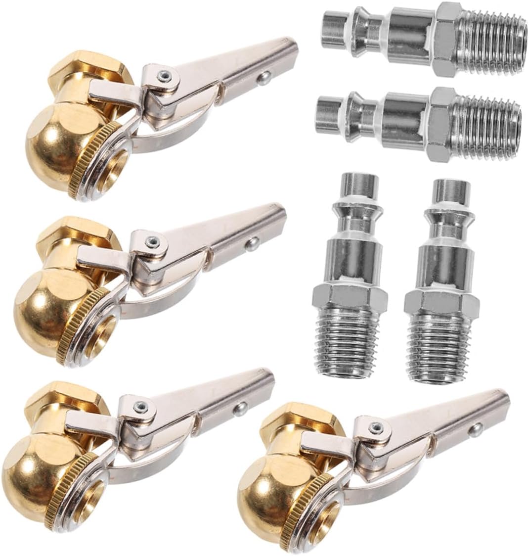 2 Set Tire Air Chuck Adapter, 1/4 Npt Locking Clip Quick Connect