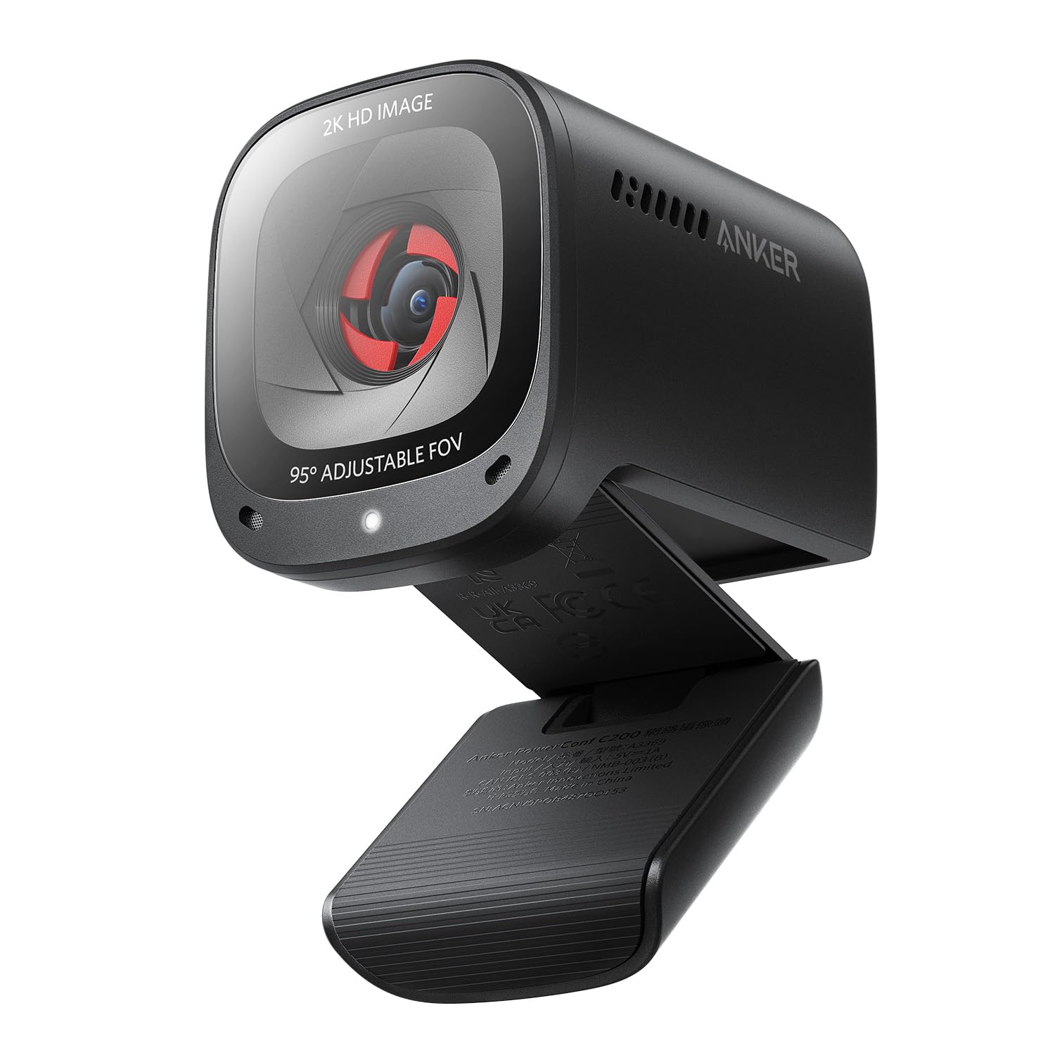 Anker PowerConf C200 Webcam USB 2K pour Ordinateur Portable, Microphones avec Réduction du Bruit et IA, Stéréo, Angle de Vision Réglable