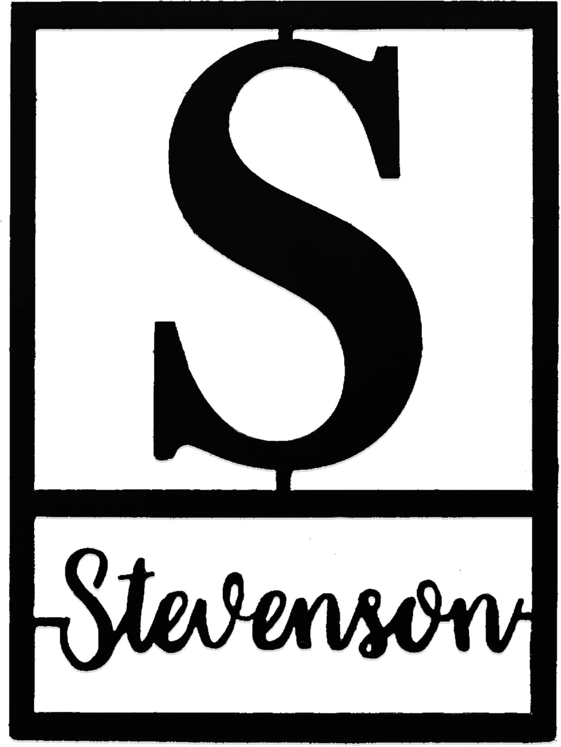 Floating Script Monogram Sign – Custom Metal Family Name Wall Decor | Personalized Last Name Sign with Initial | Modern Metal Name Plate for Home or Outdoor Display