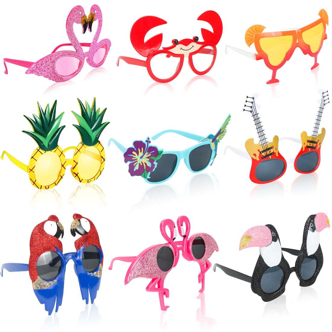 Aurasky Gafas de Sol Divertidas, Gafas de Fiesta Hawaianas, Accesorios Fiesta Tropical, Gafas de Sol Novedosos para Cumpleaños Aloha Piscina Playa Luau Fiesta Disfraces Decoración