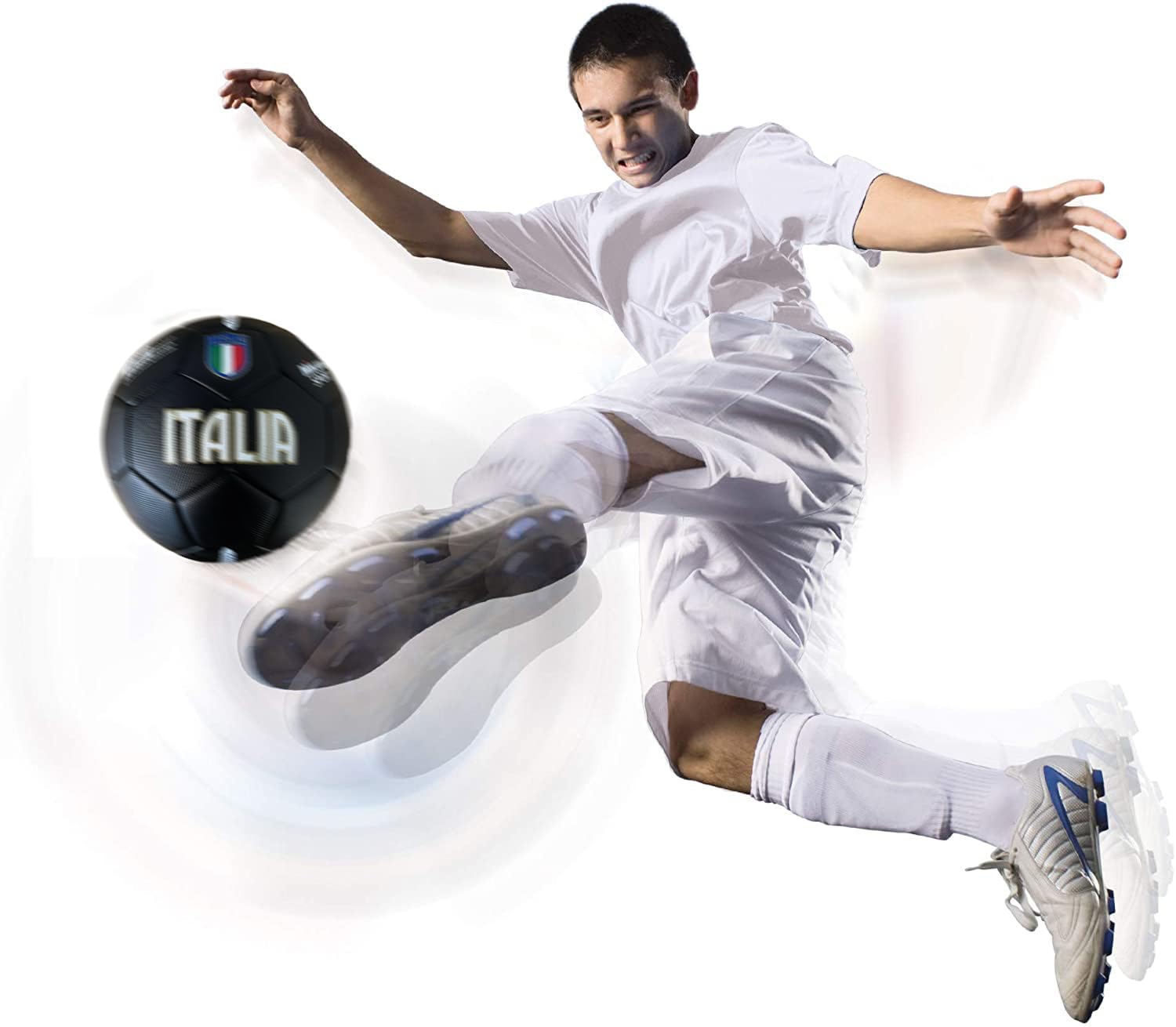 Pallone da Calcio Modello Italia. Nero. Palla Realizzata in HF PVC. Adulti Ragazzi e Bambini
