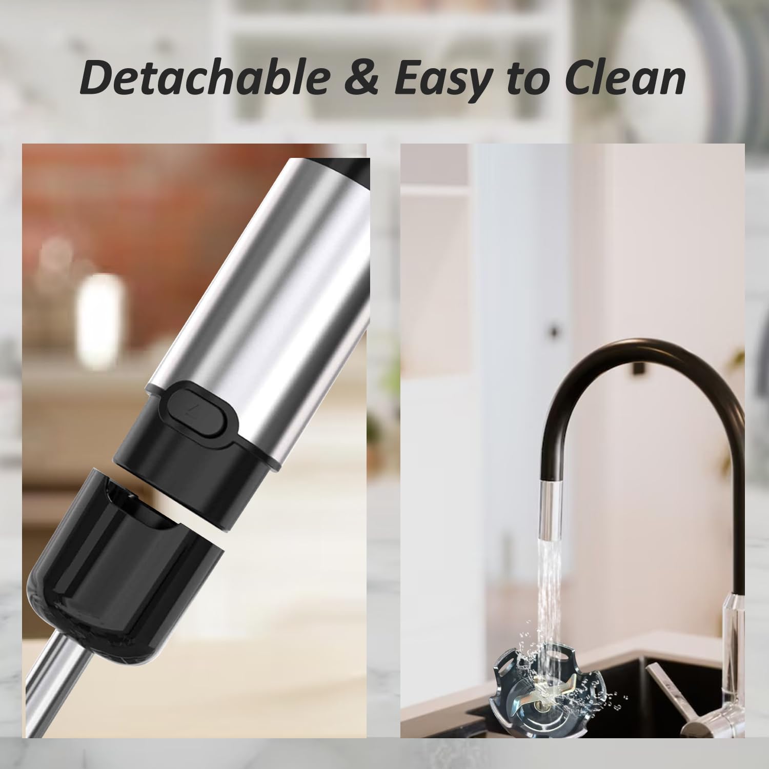 Licuadora de inmersión de mano, 5 en 1 con cable de emulsión manual para cocina, licuadora eléctrica de 12 velocidades para alimentos para bebés, batidos, sopas, puré 6