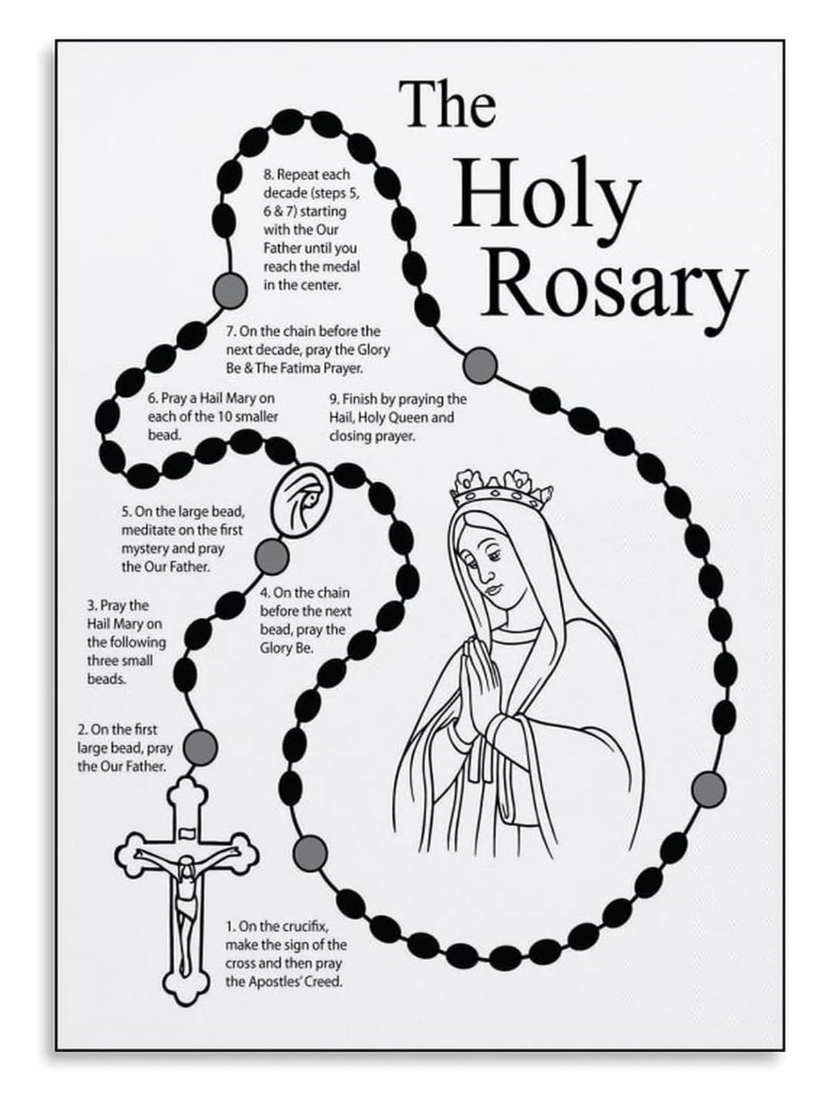 XGINERFEX Sacred Heart and Rosary Art Poster A Catholic Prayer Companion for Home and Gift(Framed,08x12inch(20x30cm))