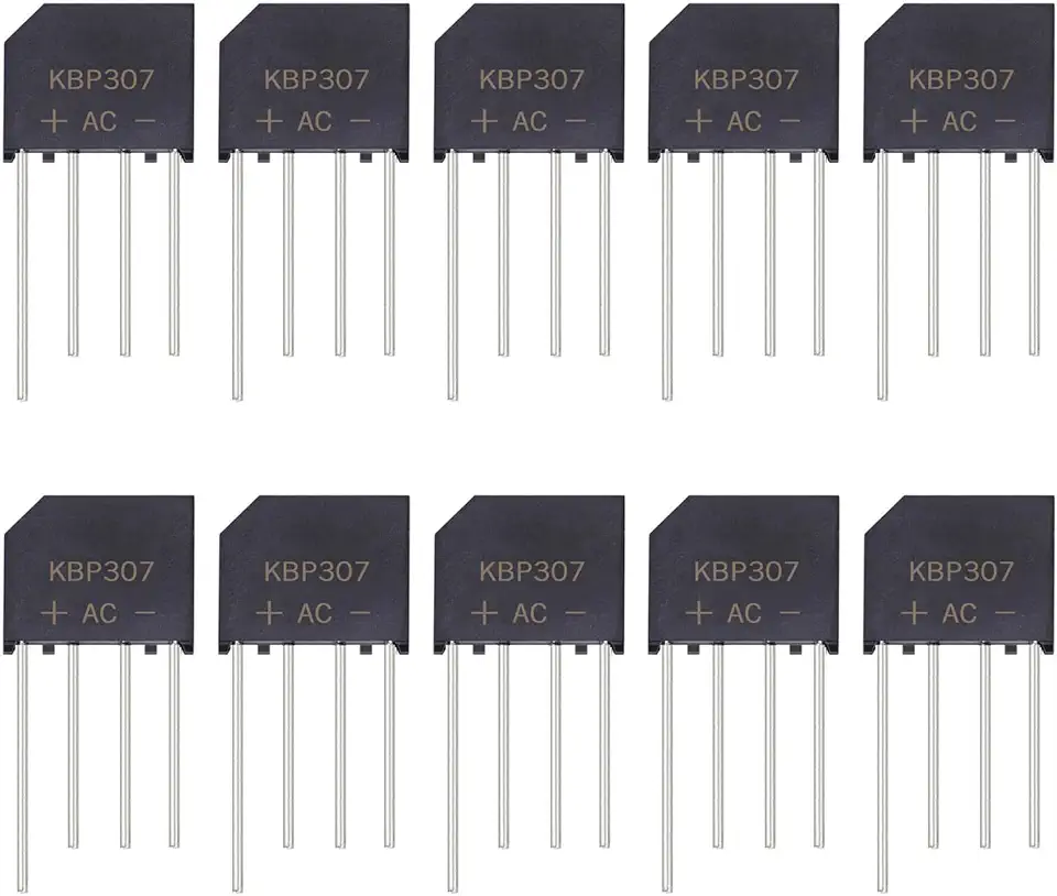 KBP307 Diode Bridge Rectifier 3A 700V KBP307G Flat Single Phase Rectifiers 3 Amp 700 Volt (Pack of 20pcs)