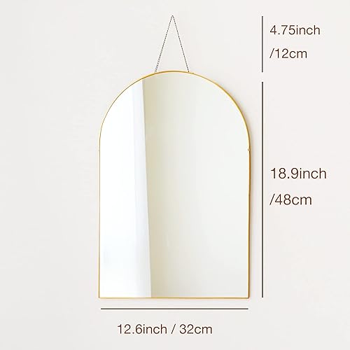 Miniatura 9 de Espejo de pared colgante, borde de latón dorado, decoración artística de pared de 12.6 x 18.9 pulgadas para sala de estar, baño, dormitorio,