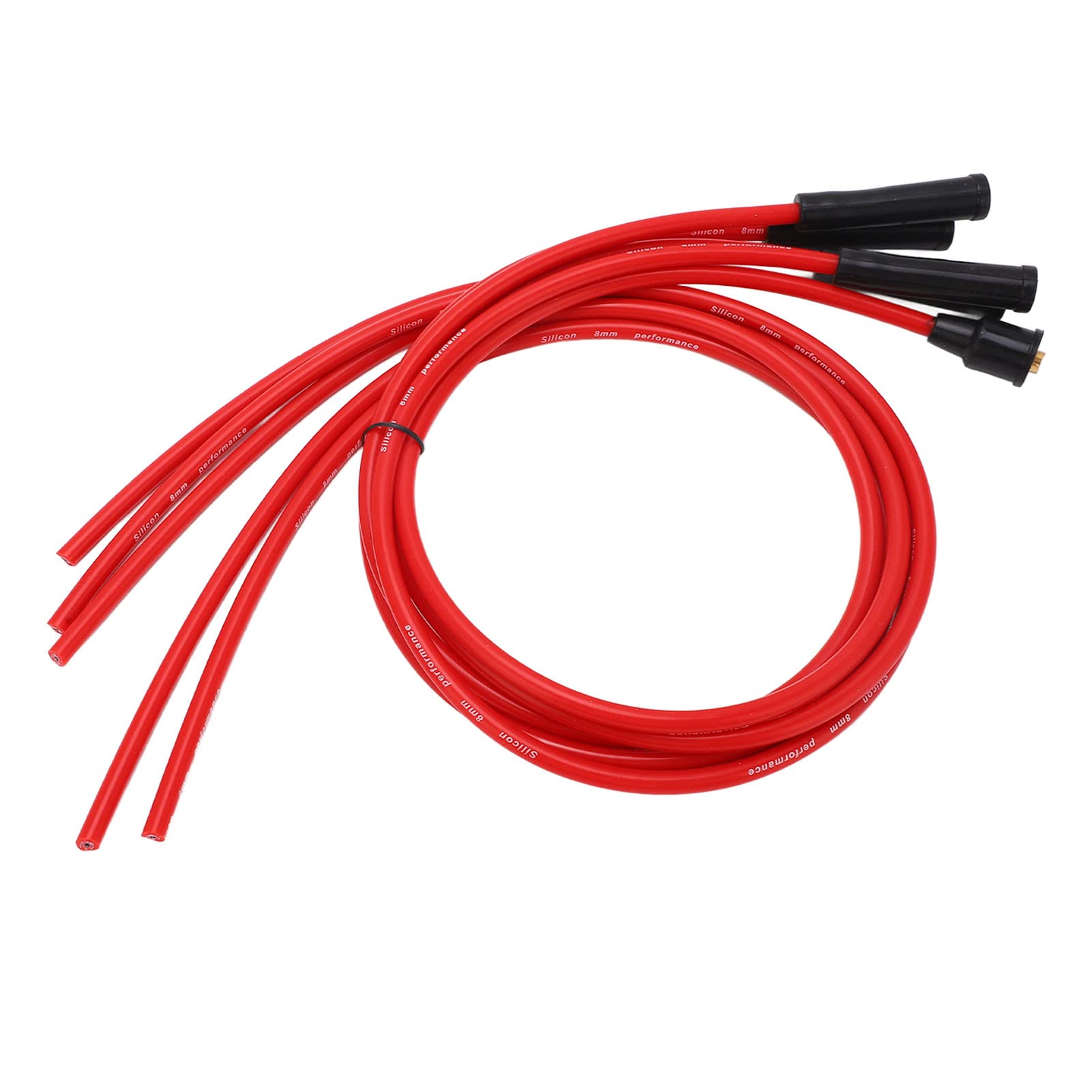 Cavo di Accensione per Auto, Set di Cavi di Accensione per Candele in Silicone Rosso 1 M Cavo di Accensione per Auto per Automobile a 4 Cilindri 8 Mm