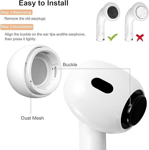 Miniatura 4 de AirPods Pro - 3 pares de almohadillas de repuesto para Airpods Pro y Airpods Pro de 2 generación con orificio de reducción de ruido y pantalla de