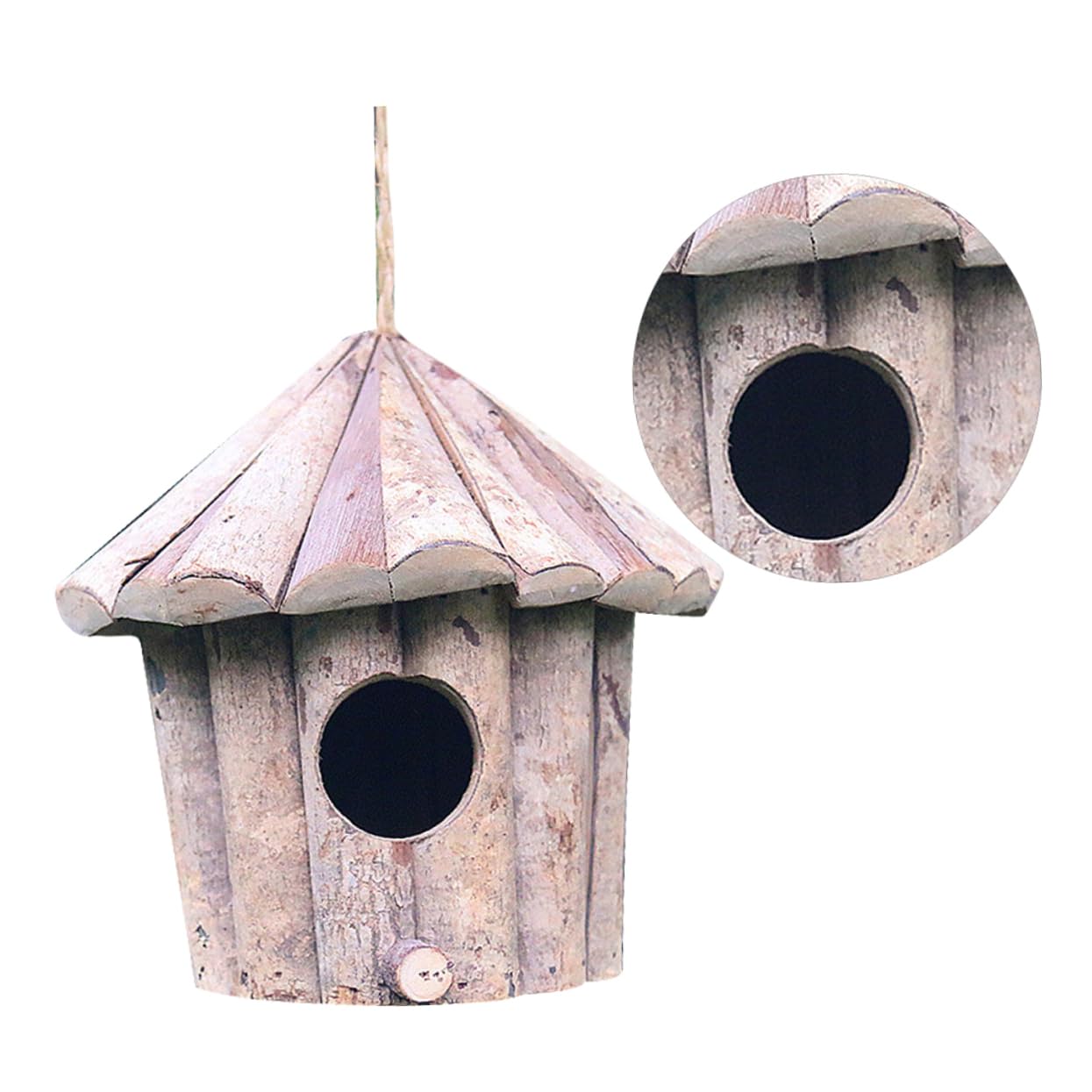 BESPORTBLE Creative Wooden Bird House Simulated Bird Nest Decor for Home Garden Rustic Hanging Cottage Ornament for Weddings Parties Crafts Material