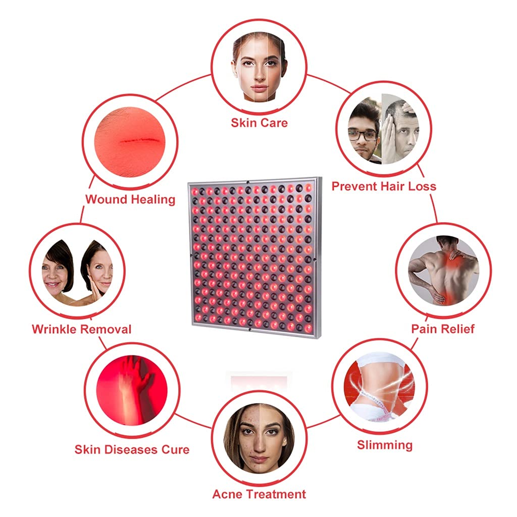 Dispositivo de Terapia de Luz Roja,Terapia de Infrarrojo Cercano Rojo de 660 NM y 850 NM,Panel de Lámpara de Terapia,para Rostro,Cuerpo,Antienvejecimiento,Alivio del Dolor