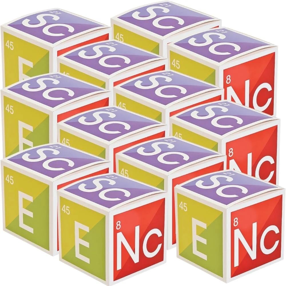 Fun Express Science Party Favor Boxes for Birthday (1 dozen) Party Supplies &n Decorations, Paper Boxes for Birthday Favors