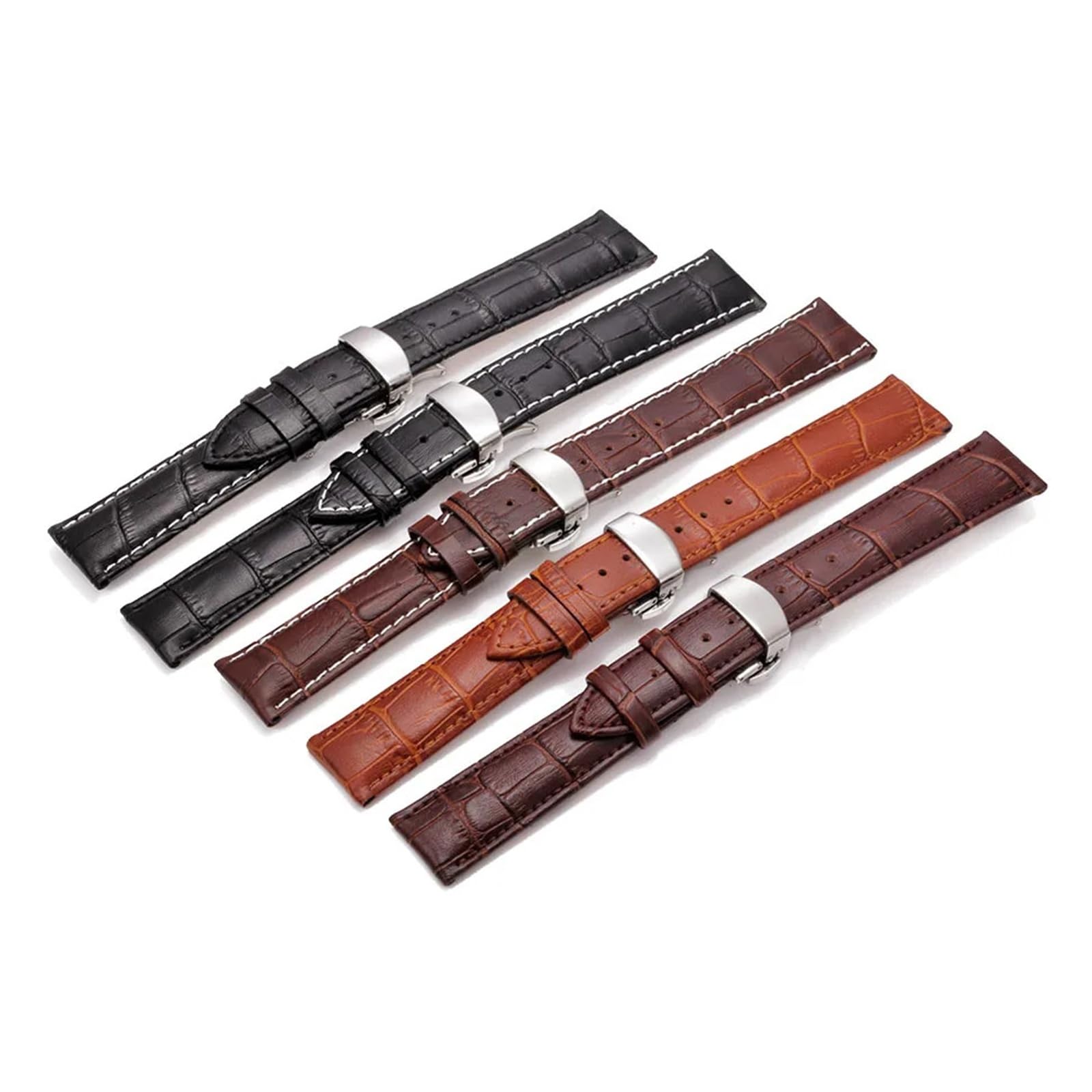 Générique NASUNJIA Bracelet De Montre En Cuir Véritable Crocodile 12 13 14 15 16 Mm 17 18 Mm 19 Mm 20 Mm 21 Mm 22 Mm 24 Mm Avec Boucle Papillon