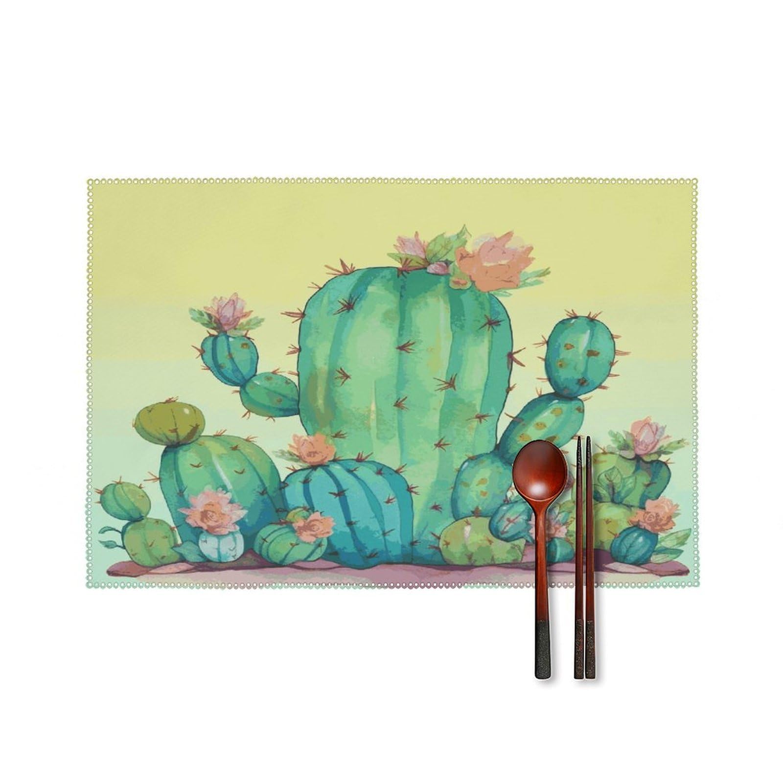 Fekiloot Style Funny Cactus Placemats Set Of 6,Table Mat
