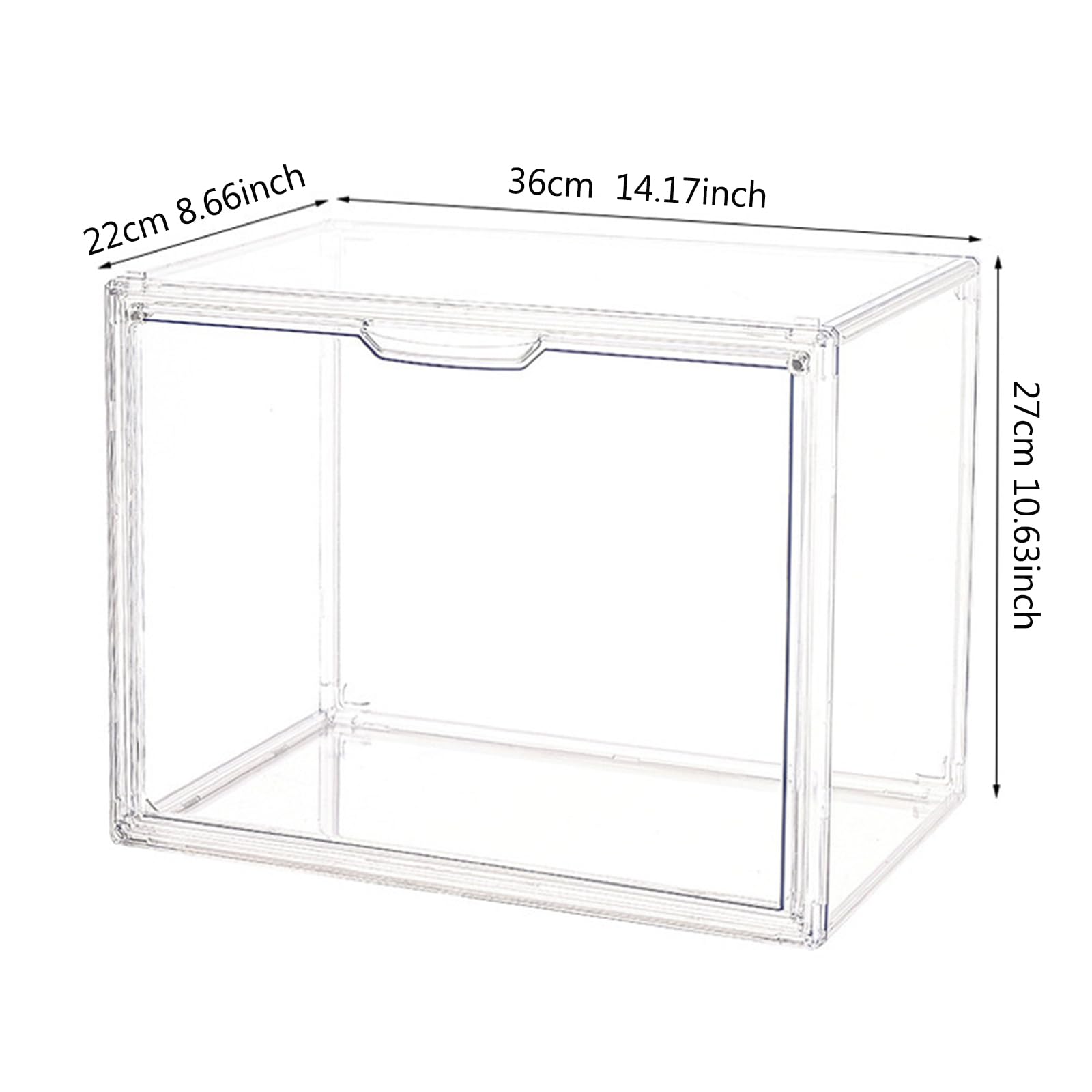 VaNaenic Clear Plastic Stackable Storage Bins, Clear Shoe Box, Dustproof Book & Cosmetic Display Cases, Large Figures Collectibles Showcase, Shoe Storage Boxes, Bag Organizer (1, Transparent-1 Pack)