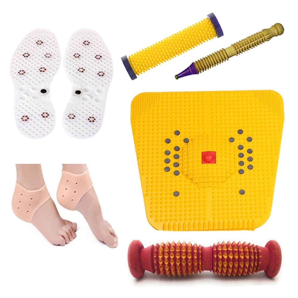 AcuPoints Acupressure Massager Tools Combo Kit with Multipurpose Pyramidal Roller, Bio-Magnetic Power Foot Mat Magneto-Therapy