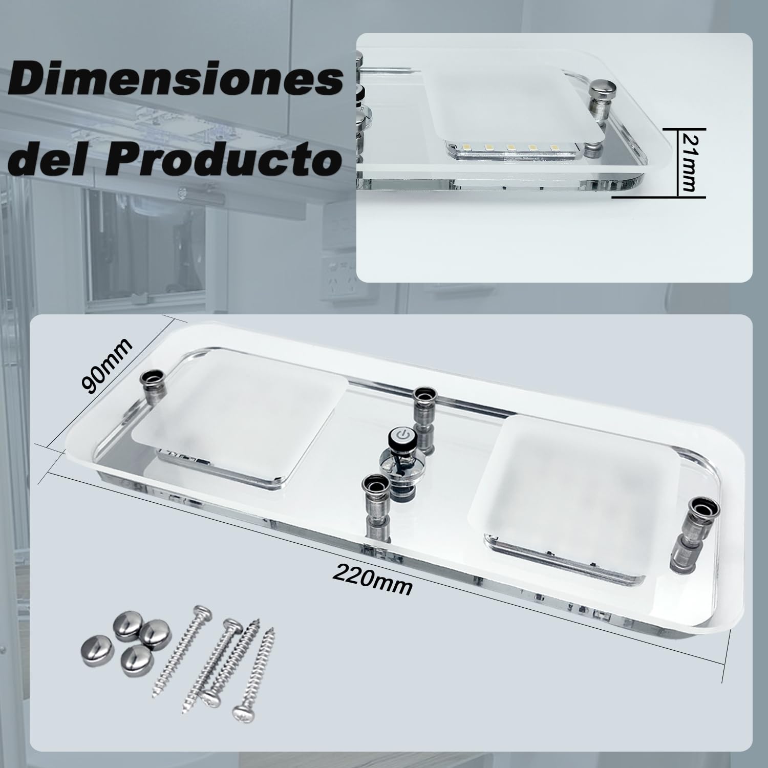 D-lite Lámpara de caravana con interruptor, 22 x 9 cm, blanco cálido