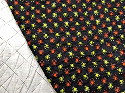 Tissu matelassé au mètre avec motifs araignées en coton polyester pour déguisement et plaid