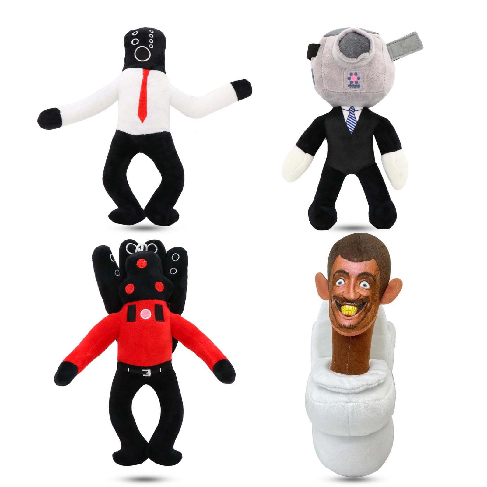 yrioyo11''Skibidi Toilet Plush,Speakerman Bosses Plushies Toys,Stuffed Animal Plushie Doll Stuffed Plushie Doll Toys Collectible Gifts for Kids Fans Aldults Birthday (4Pcs)