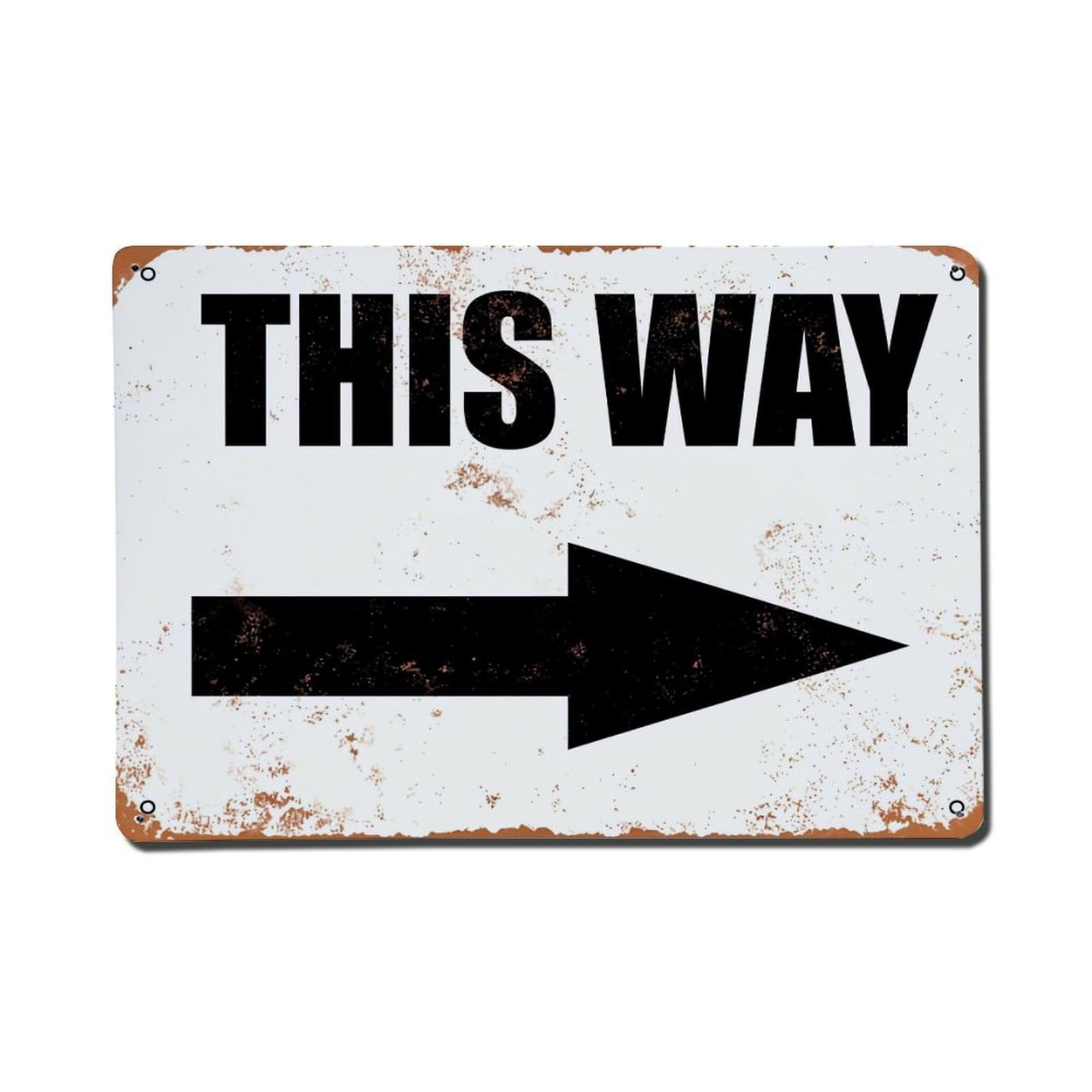 Jdfenggu Vintage This Way Arrow Sign Print Retro Metal Tin Sign, Metal Poster For Bar, Home, Man Cave, Kitchen, Laundry Room Art Decor 8X12 Inch