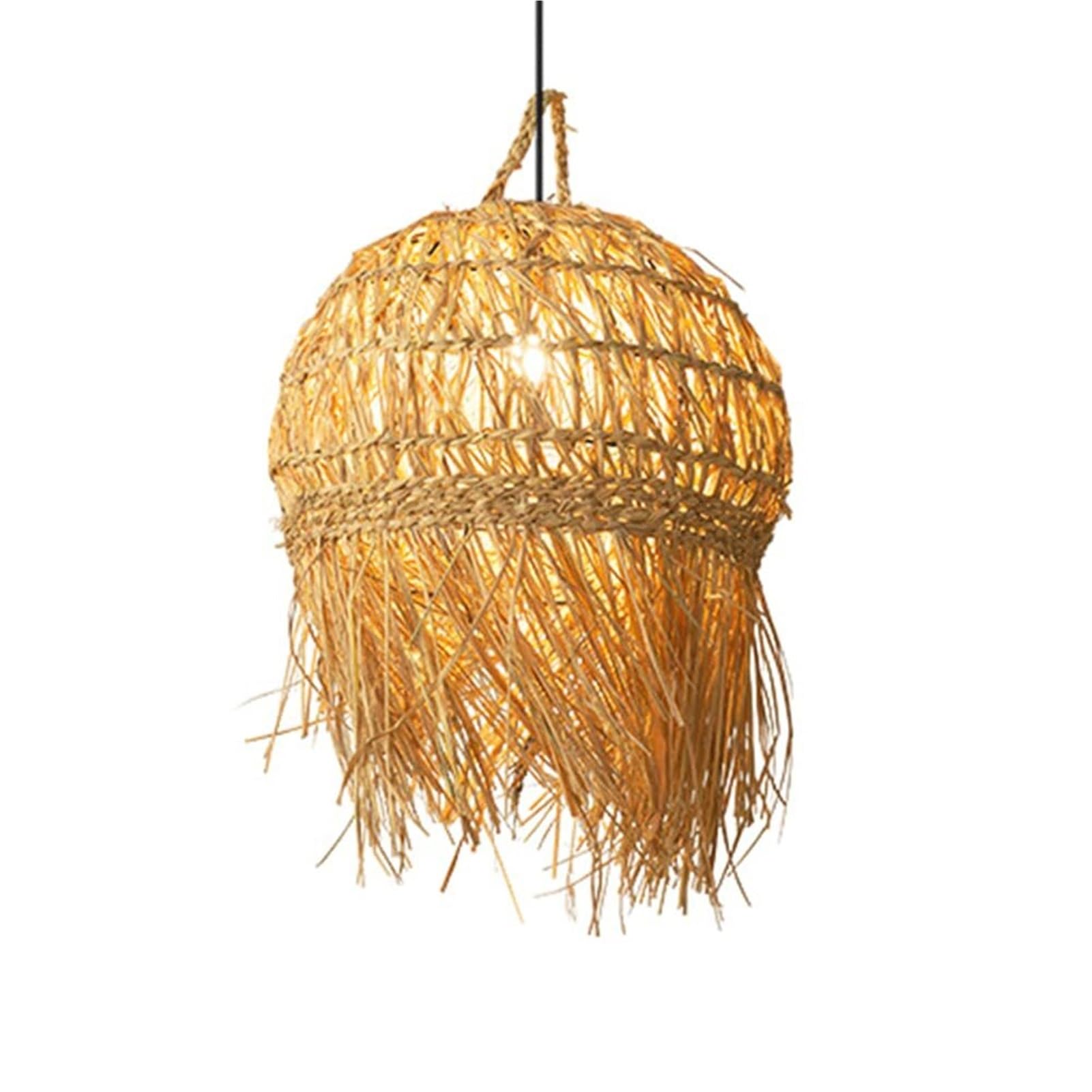 KBUUKYYXouy Straw Rattan Weaving Pastoral Bird Nest Pendant Lamp Chandelier Hanging Light Ceiling Irregular Vine Handwoven Rustic for Farmhouse Corridor Restaurant Balcony
