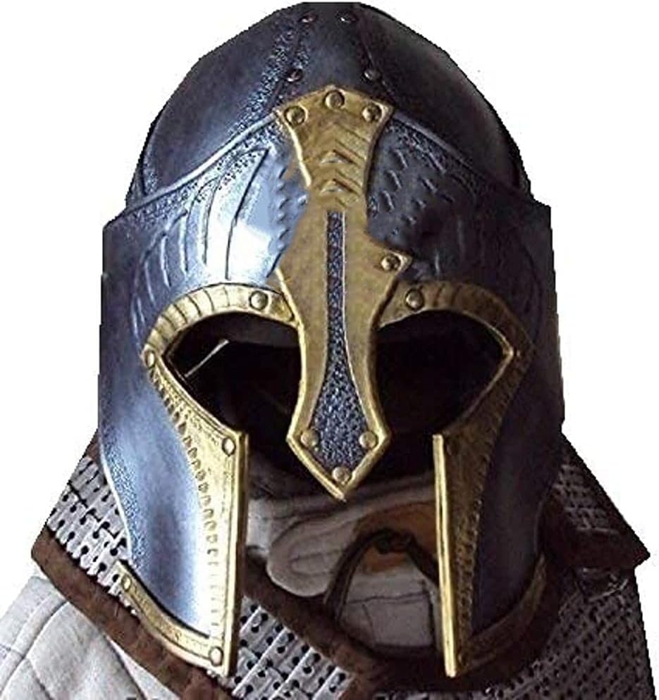 NauticalMart Medieval Brass Accient Metal Helm Silver