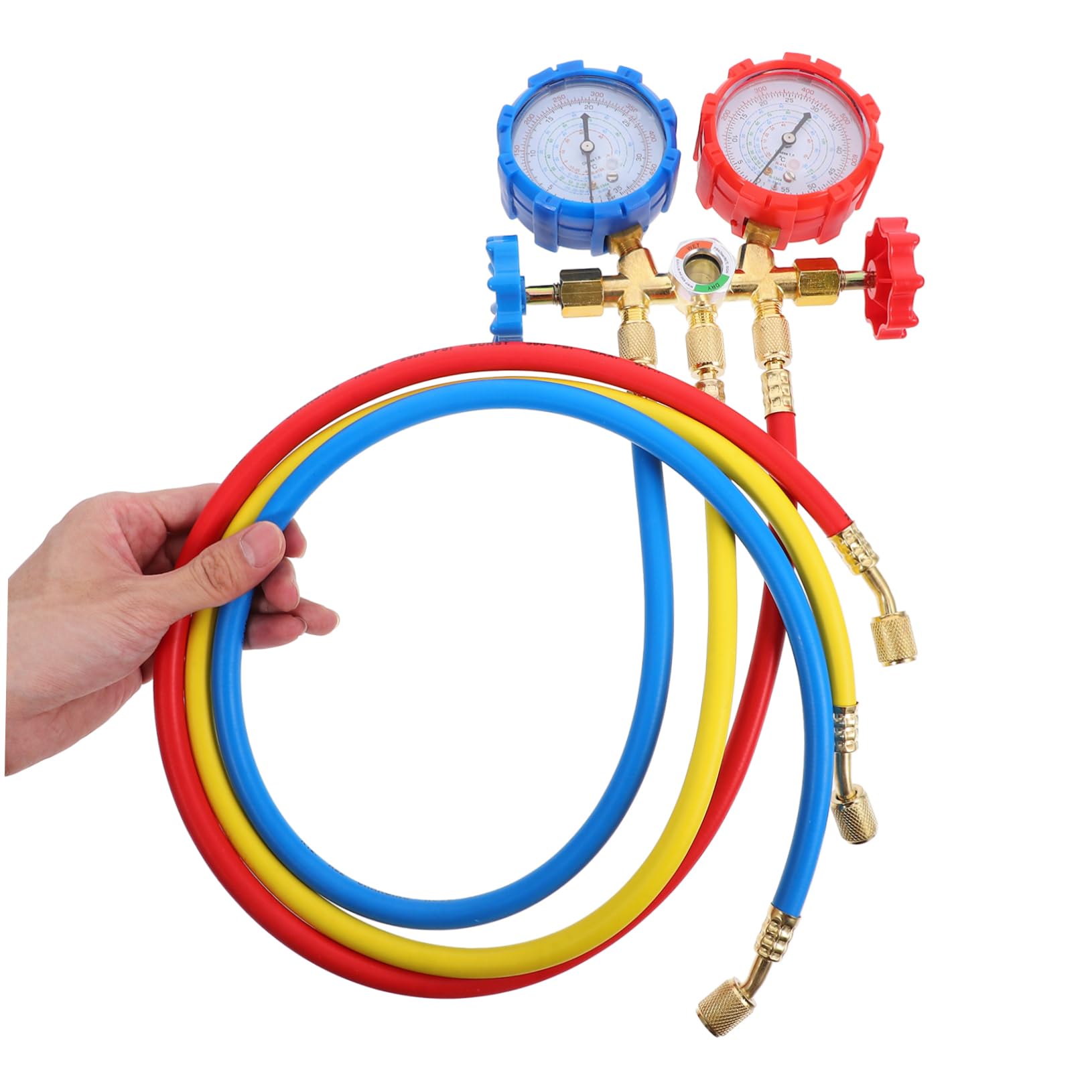 SUPVOX Set Tubo di Ricarica Refrigerante in Rame e Gomma Manometro per Climatizzazione Auto, Misuratore Refrigerante per Festa Estiva e Sistemi di Condizionamento Aria