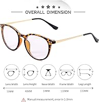 Vista 15 de Kursan Lentes falsos de lente transparente sin receta para mujeres y hombres, lentes de marco de plástico redondo retro A1 Negro Brillante